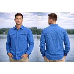 Solstice Fishing Shirt NWT Insect Shield Blue Mens S Coastal Nautical Outdoor